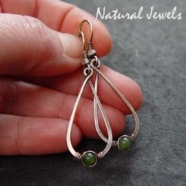 Hammered Drops with Green Jade