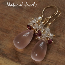Goldfilled cluster-earrings Rosequartz