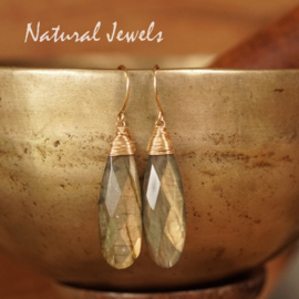 Gouden Labradoriet oorbellen