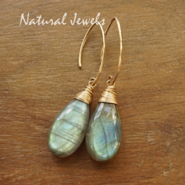 xxx - verkocht - xxx Gouden Labradoriet oorbellen