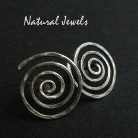Earrings Big studs Silver Spiral