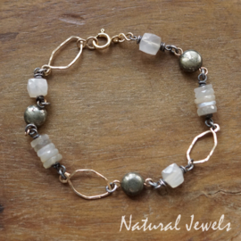 Maansteen en Pyriet armband