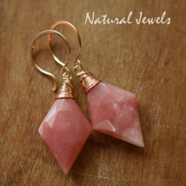 Roze Opaal oorbellen goud