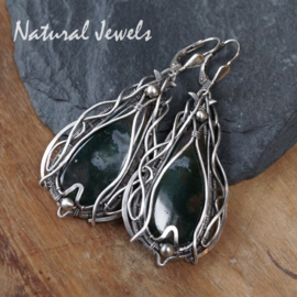 xxx - verkocht - xxx Zilveren oorbellen Adorned Moss Agate