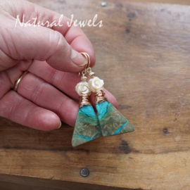 xxx - verkocht - xxx Statement oorbellen blauwe steen