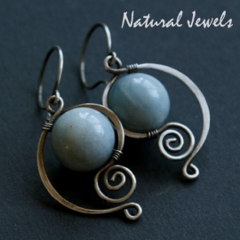 Handmade silver earrings Elegant Aquamarine