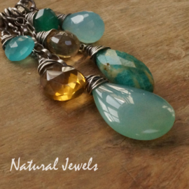 xxx - verkocht xxx Zilveren handgemaakte hanger Bunch of gemstones