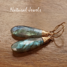 xxx - verkocht - xxx Gouden Labradoriet oorbellen