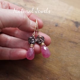 Roosjes oorbellen goud roze