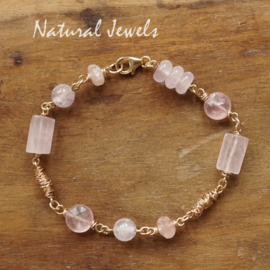 xxx - verkocht - xxx Gouden armband Rozenkwarts