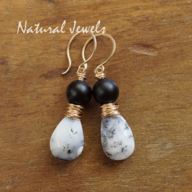 Oorbellen goud zwart wit