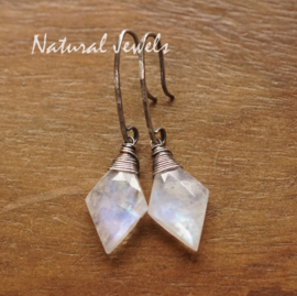 Zilveren Maansteen oorbellen ruit