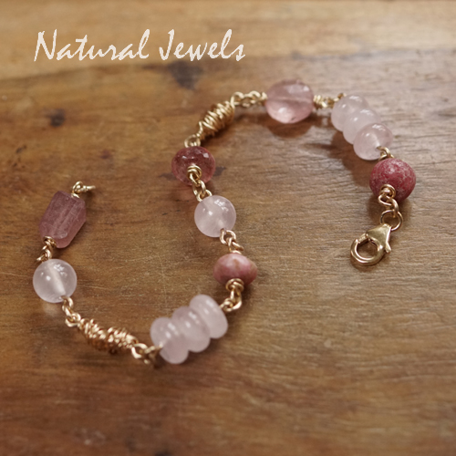 Gouden armband Rozenkwarts