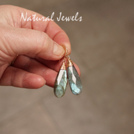 xxx - verkocht - xxx Gouden Labradoriet oorbellen