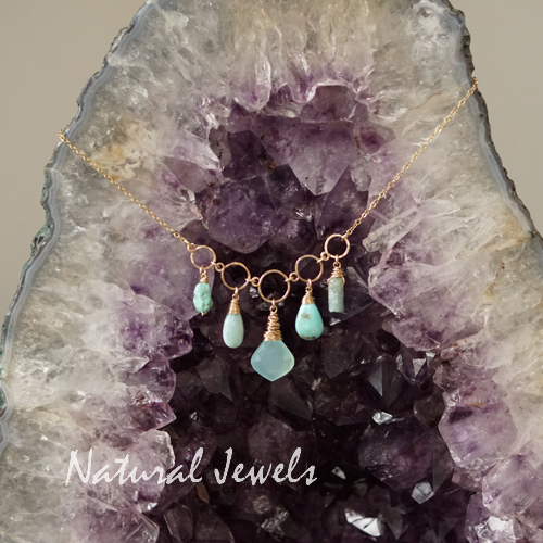 xxx - verkocht - xxx Ketting blauwe steen