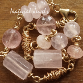 xxx - verkocht - xxx Gouden armband Rozenkwarts