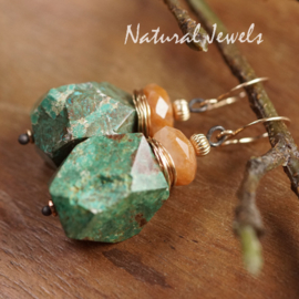 Blauwgroene edelsteen oorbellen