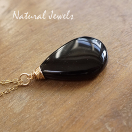 Zwarte Onyx hanger goud