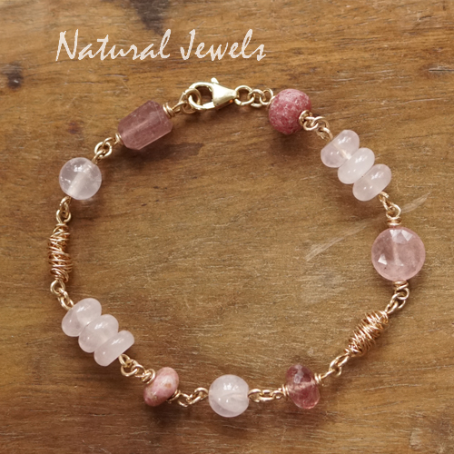 Gouden armband Rozenkwarts