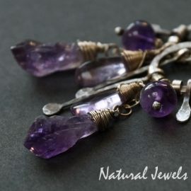 xxx - verkocht - xxx Zilveren oorbellen Long Amethyst