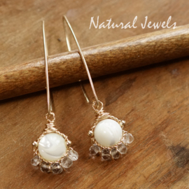 White gemstone earrings