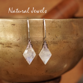 Zilveren Maansteen oorbellen ruit