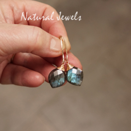 xxx - verkocht - xxx Gouden Labradoriet oorbellen