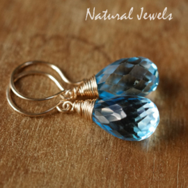 Blauwe Topaas oorbellen goud