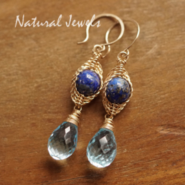 xxx - verkocht - xxx Oorbellen blauwe steen