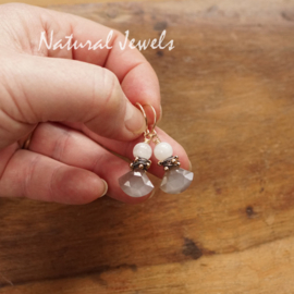 xxx - verkocht - xxx Oorbellen grijze Maansteen