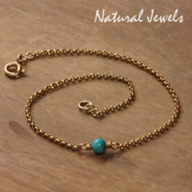 xxx - verkocht xxx Gouden armbandje of enkelbandje met Turquoise