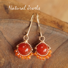 xxx -  verkocht - xxx Carneool oorbellen goud