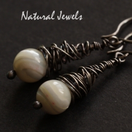 Silver Earrings with stone in cocoon