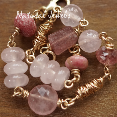 Gouden armband Rozenkwarts