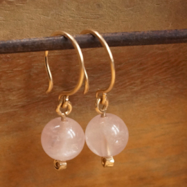 xxx - verkocht xxx Goldfilled oorbellen Basic Rosequartz