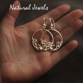 Silver Earrings Lotus circles
