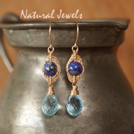 xxx - verkocht - xxx Oorbellen blauwe steen