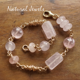 xxx - verkocht - xxx Gouden armband Rozenkwarts