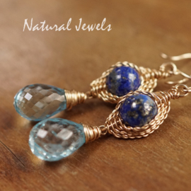 xxx - verkocht - xxx Oorbellen blauwe steen