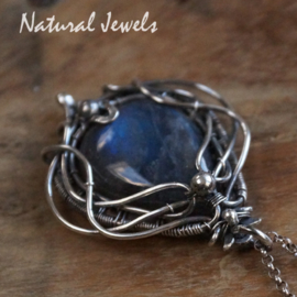 xxx - verkocht xxx Labradoriet hanger zilver