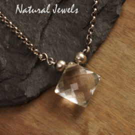 Zilveren halsketting Bergkristal diamond