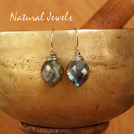 Zilveren Labradoriet oorbellen