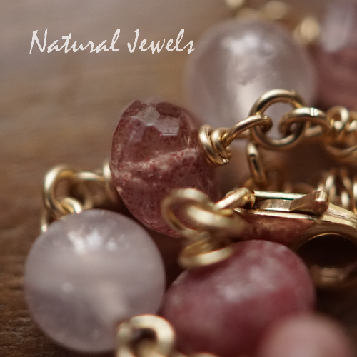 Gouden armband Rozenkwarts
