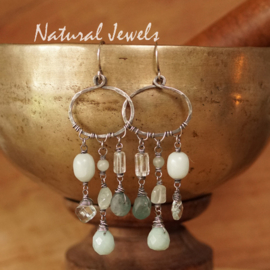 xxx - verkocht - xxx Blauwe steen oorbellen zilver