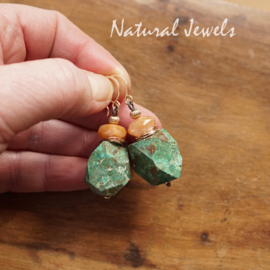 Blauwgroene edelsteen oorbellen