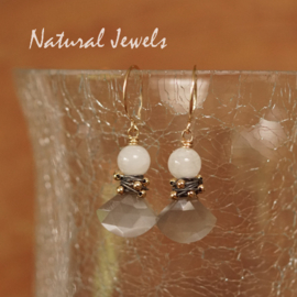 xxx - verkocht - xxx Oorbellen grijze Maansteen