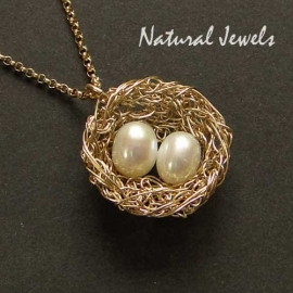 xxx - verkocht - xxx 14K Goldfill Bird`s Nest with 1, 2 or 3 eggs