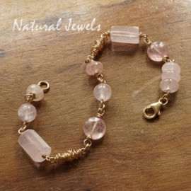 xxx - verkocht - xxx Gouden armband Rozenkwarts
