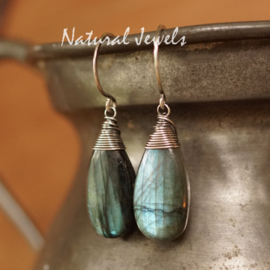 Labradoriet oorbellen van zilver