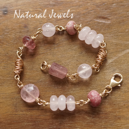 Gouden armband Rozenkwarts